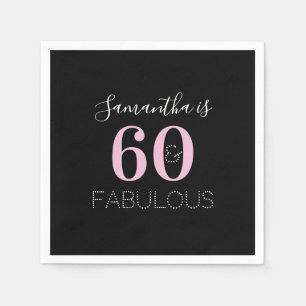 Personalisiert 60 und fabelhaft Black Pink Geburts Serviette