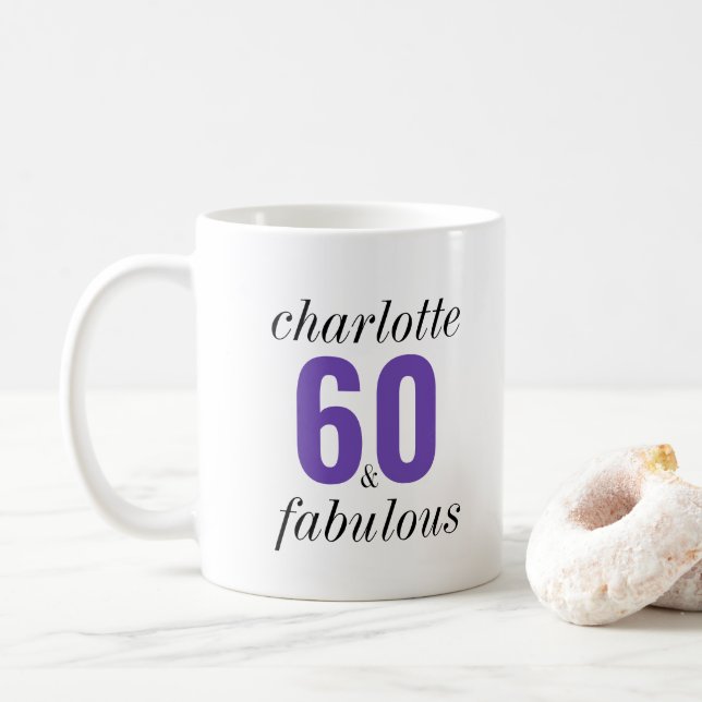 Personalisiert 60 und fabelhaftes 60. Geburtstagsg Kaffeetasse (Mit Donut)