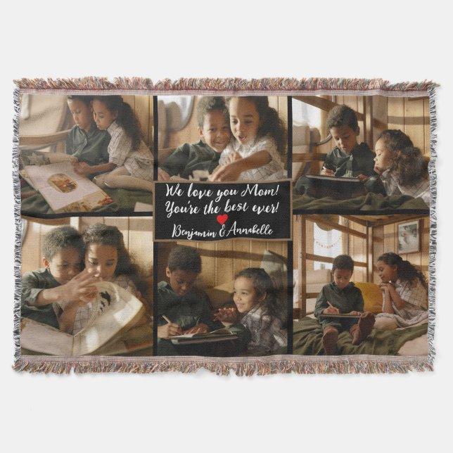 Personalisiert 6 Foto Collage Throw Blanket Decke (Vorderseite)