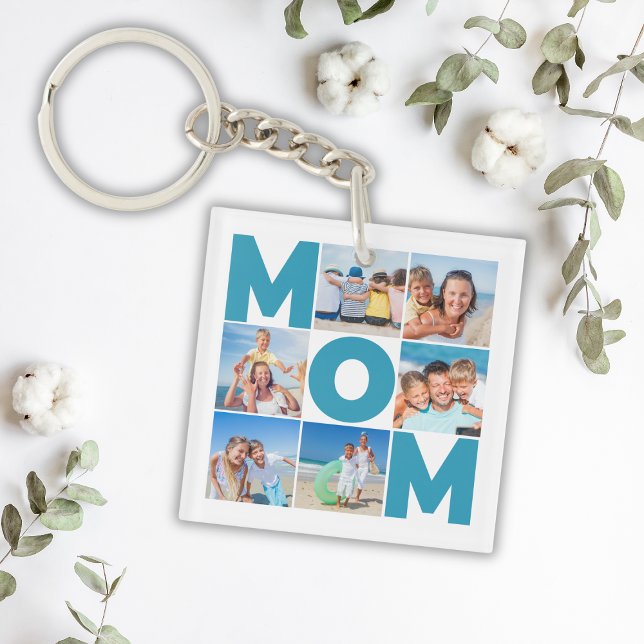 Personalisiert 6 Fotomaterial zum Muttertag der Ma Schlüsselanhänger (Personalized 6 Photo Collage for Mom - Mothers Day Keychain
)