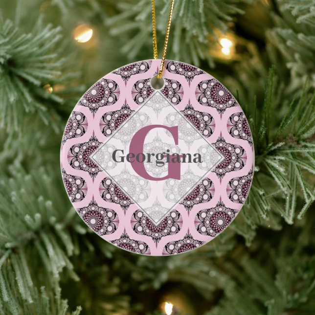 Personalisiert 70er Dusky Rose Cherry Blossom Mand Keramik Ornament (Baum)