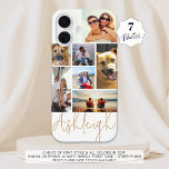 Personalisiert 7 FotoCollage Custom Colors iPhone 16 Hülle<br><div class="desc">Erstellen Sie Ihre eigene personalisierte, benutzerdefinierte Farbkamera-Gehäuse, indem Sie diese leicht hochzuladende Collage-Vorlage für Fotos mit 7 Bildern in verschiedenen Größen und Formen und Ihrem Namen in Ihrem Schriftart-Stil und Farbe und Hintergrundfarbe (in einem bearbeitbaren handschriftlichen Signaturstil-Schriftart in Gold auf weißem Hintergrund) verwenden. Nehmen Sie Änderungen in EDIT vor. TELEFONOPTIONEN:...</div>