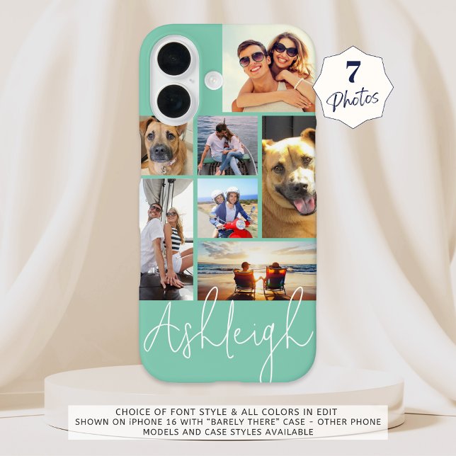 Personalisiert 7 FotoCollage Türkis Custom Case-Mate iPhone Hülle (Von Creator hochgeladen)