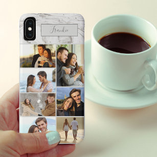 Personalisiert 7 Fotomaterial auf grauem Marmor Case-Mate iPhone Hülle