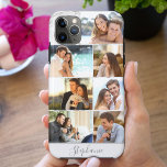 Personalisiert 7 Fotomaterial Grau-Marmor<br><div class="desc">Moderne Foto Collage iPhone Gehäuse mit grauem Marmorhintergrund,  die Sie mit Ihrem Namen und 7 Ihrer Lieblings-Fotos personalisieren können. Die Vorlage ist für das Hinzufügen von Fotos bereit und arbeitet nach oben nach unten in Zeilen. Ihr Name ist in eleganter Schrift-Typografie geschrieben,  in Grau.</div>