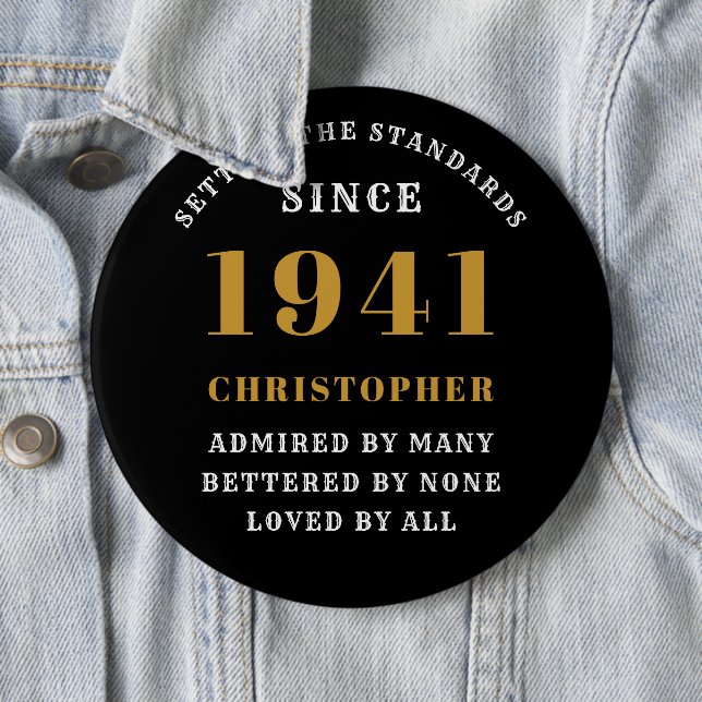Personalisiert 80. Geburtstag 1941 Elegantes Schwa Button (Beispiel)