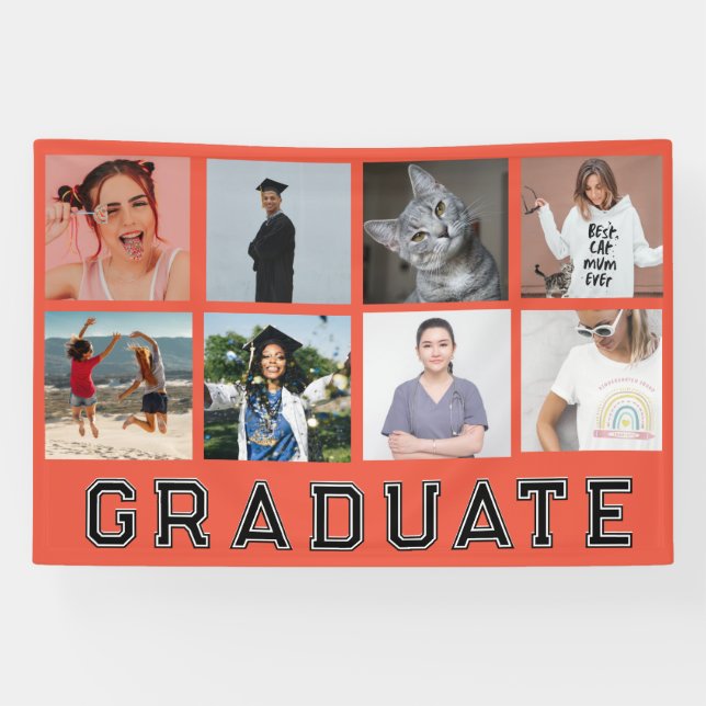 Personalisiert 8 Fotos Abschluss Graduate Party Banner (Horizontal)