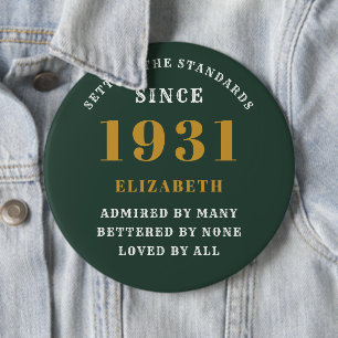 Personalisiert 90. Geburtstag 1931 Elegante grüne Button