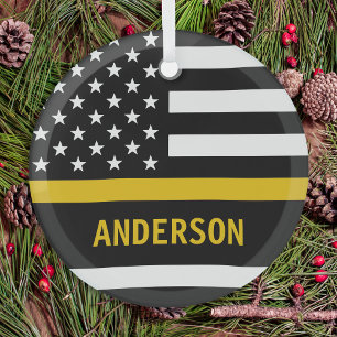 Personalisiert 911 Dispatcher Thin Gold Line USAFl Ornament Aus Glas