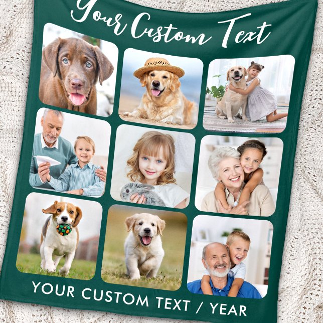 Personalisiert 9 Foto Collage Trendy Emerald Green Fleecedecke (Von Creator hochgeladen)