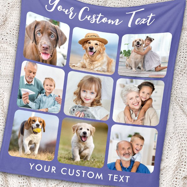 Personalisiert 9 FotoCollage Trendy Periwinkle Fleecedecke (Von Creator hochgeladen)