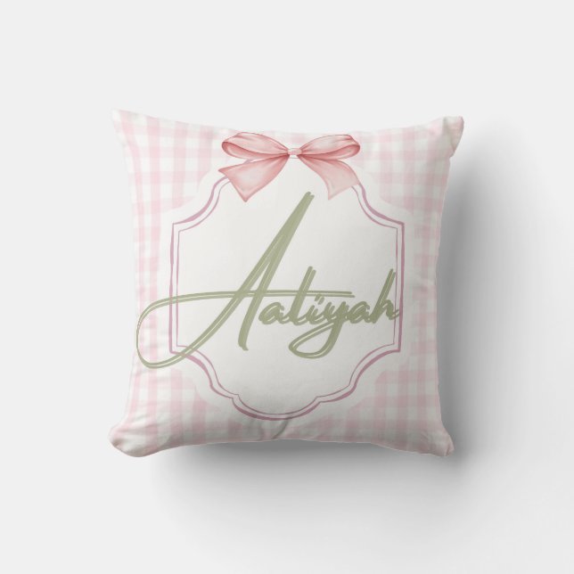 Personalisiert Aaliyah Baby Girl Kinderzimmer Bow& Kissen (Vorderseite)