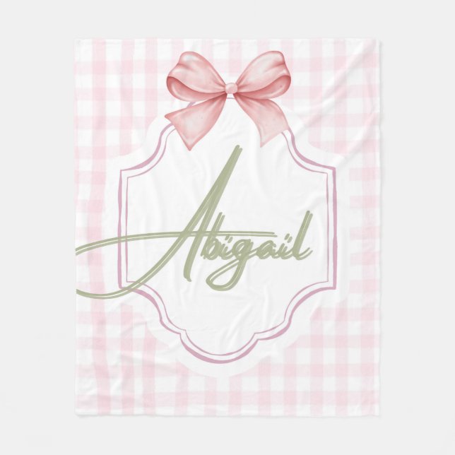 Personalisiert Abigail Baby Girl Kinderzimmer Bow& Fleecedecke (Vorderseite)