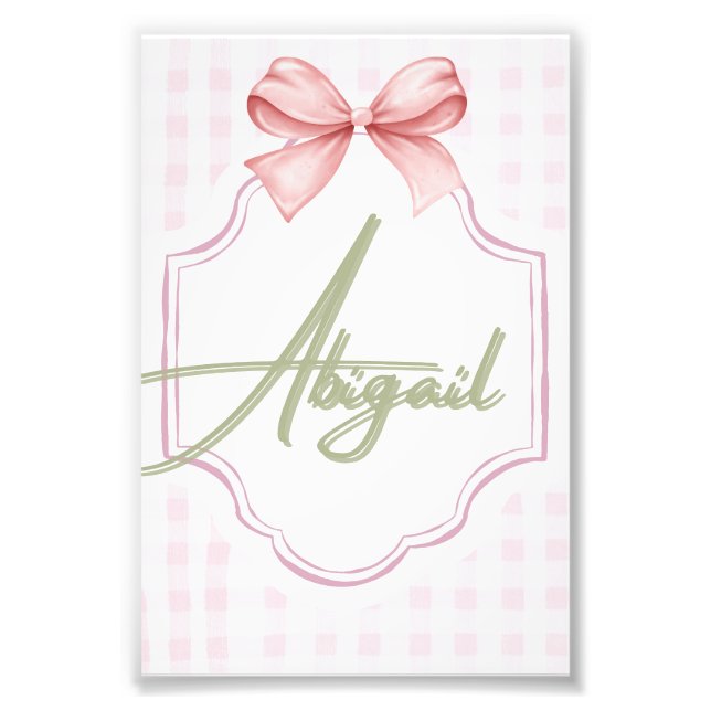 Personalisiert Abigail Baby Girl Kinderzimmer Bow& Fotodruck (Vorne)