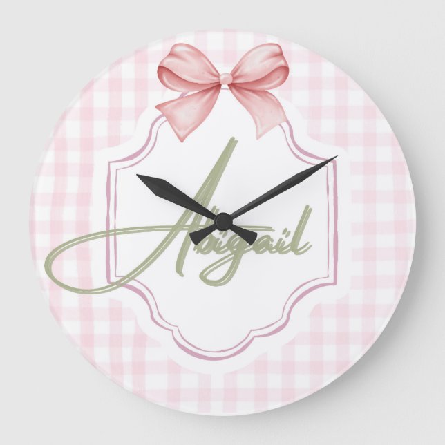 Personalisiert Abigail Baby Girl Kinderzimmer Bow& Große Wanduhr (Vorderseite)