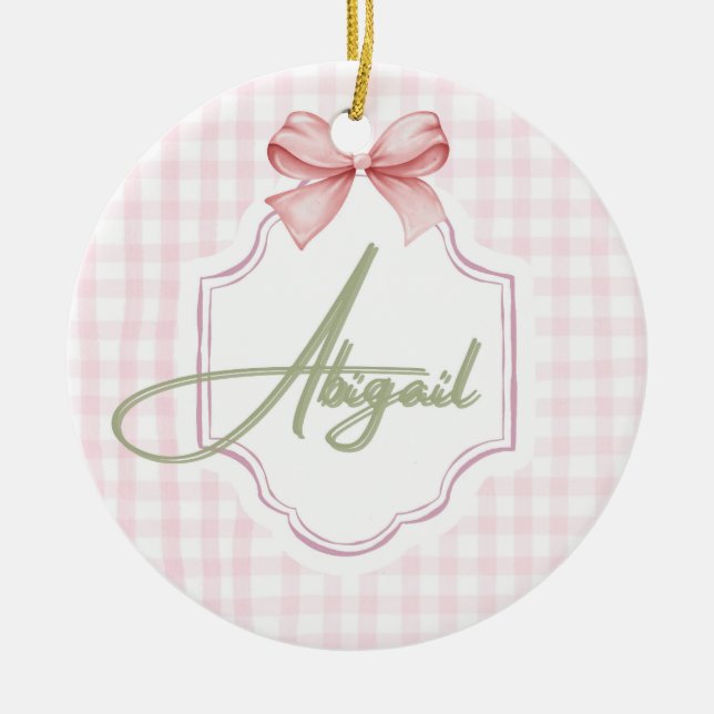 Personalisiert Abigail Baby Girl Kinderzimmer Bow& Keramik Ornament (Vorne)