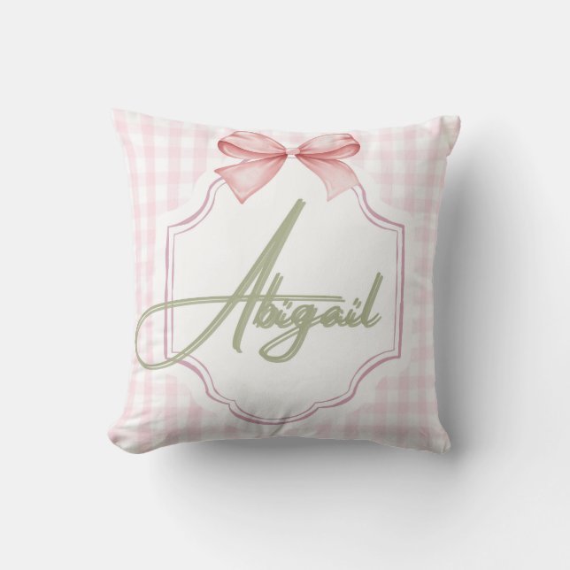 Personalisiert Abigail Baby Girl Kinderzimmer Bow& Kissen (Vorderseite)