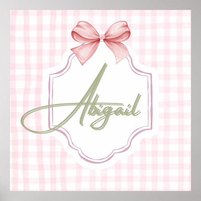 Personalisiert Abigail Baby Girl Kinderzimmer Bow& Poster (Vorne)