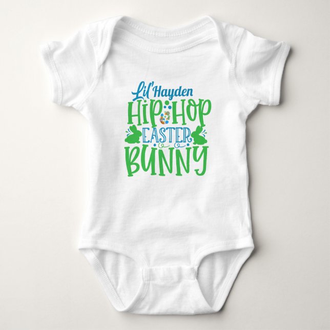 Personalisiert ADD NAME Lil Hip Hop Ostersonne Baby Strampler (Vorderseite)