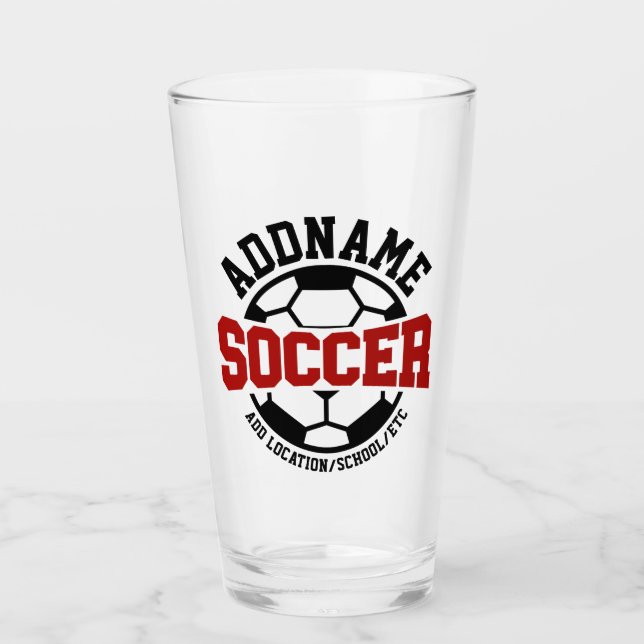 Personalisiert ADD NAME Soccer Player Team Krawatt Glas (Vorderseite)