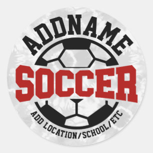 Personalisiert ADD NAME Soccer Player Team Krawatt Runder Aufkleber