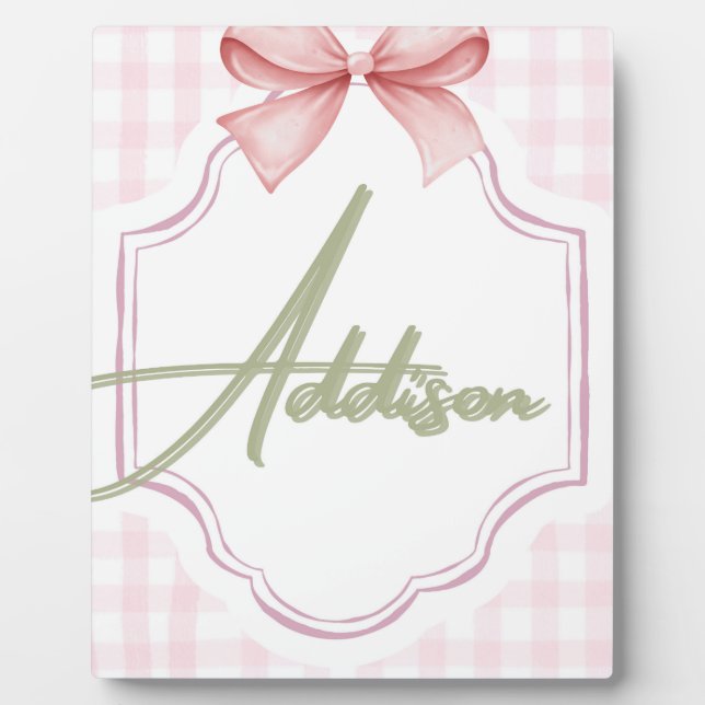 Personalisiert Addison Baby Girl Kinderzimmer Bow& Fotoplatte (Vorderseite)