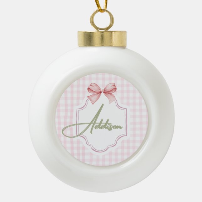 Personalisiert Addison Baby Girl Kinderzimmer Bow& Keramik Kugel-Ornament (Vorderseite)