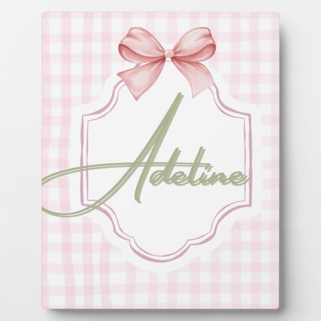 Personalisiert Adeline Baby Girl Kinderzimmer Bow& Fotoplatte (Vorderseite)