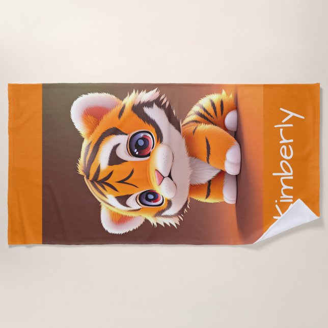 Personalisiert Adorable Baby Tiger Strandtuch (Vorderseite)