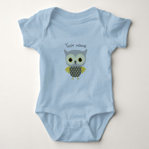 Personalisiert Adorable Blue Eule Baby Strampler