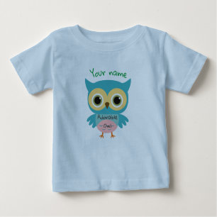 Personalisiert Adorable Blue Eule Baby T-shirt
