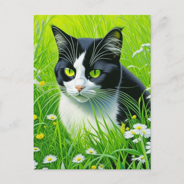 Personalisiert Adorable Cat im Milchbereich Postkarte (Vorderseite)