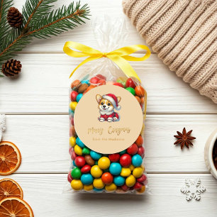 Personalisiert Adorable Corgi - Merry Corgmas Runder Aufkleber