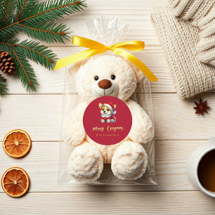 Personalisiert Adorable Corgi - Merry Corgmas Runder Aufkleber