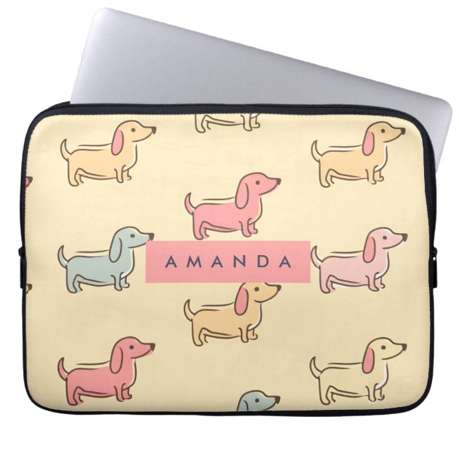 Personalisiert Adorable Dackel Dog Muster Laptopschutzhülle (Vorderseite)