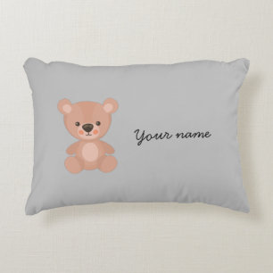 Personalisiert Adorable Pink Puppenkinder grau Dekokissen