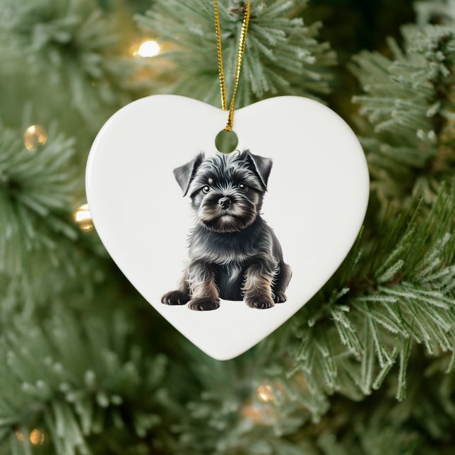 Personalisiert Affenpinscher Welpenhund Keramik Ornament (Baum)