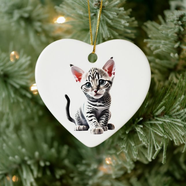 Personalisiert ägyptischer Mau Kitten Keramik Ornament (Baum)