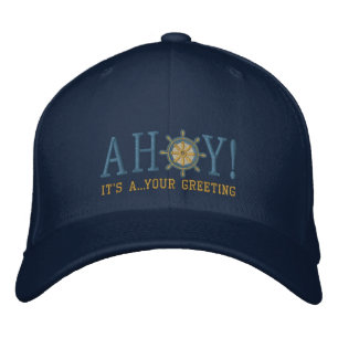 Personalisiert AHOY! Nautical Greetings Embroidery Bestickte Kappe