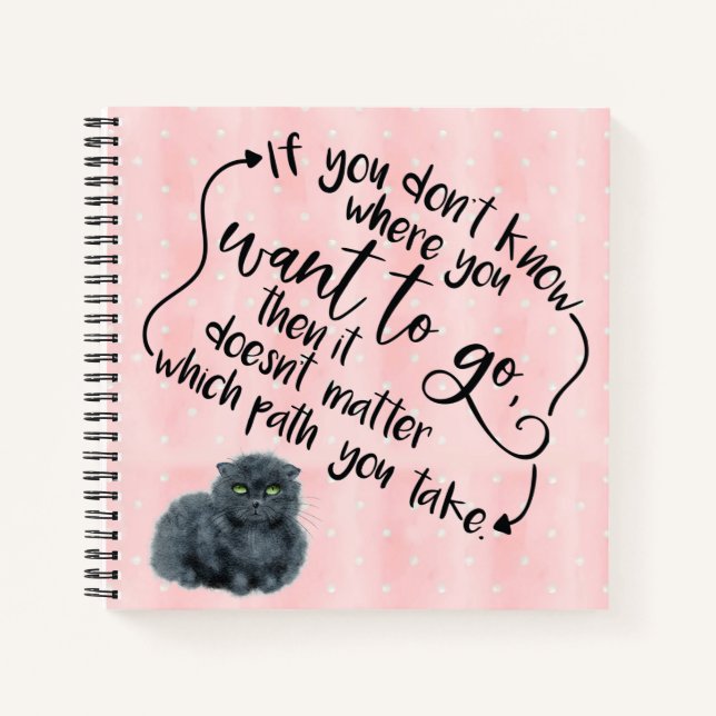 Personalisiert Alice Quote Gray Cheshire Cat Notizbuch (Vorderseite)