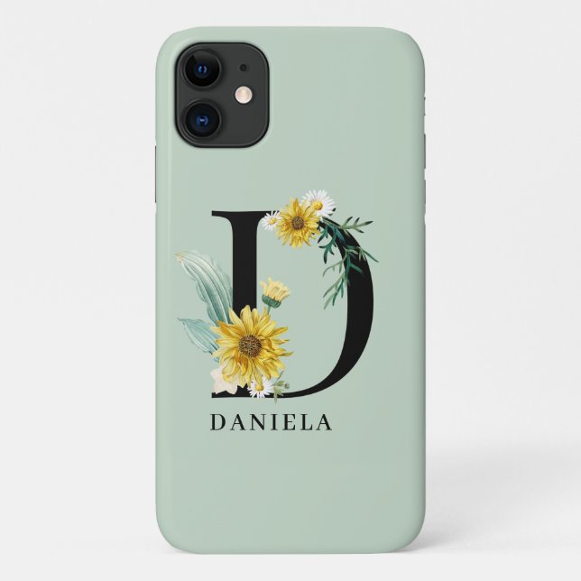 Personalisiert Alphabet D Floral Monogramm Case-Mate iPhone Hülle (Rückseite)