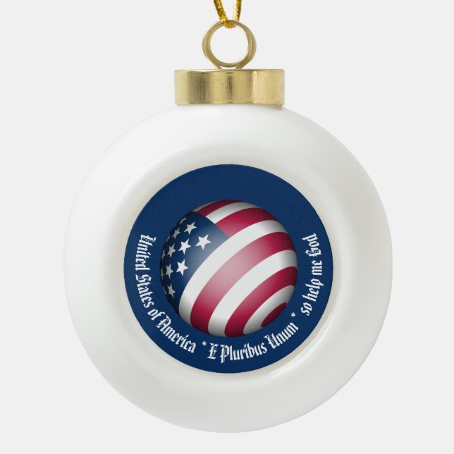 Personalisiert American Flag Globe, US-Staatsbürge Keramik Kugel-Ornament (Vorderseite)