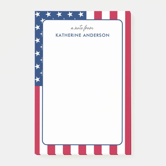 Personalisiert American Flag USA Post-it Klebezettel (Vorderseite)