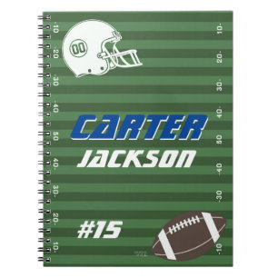 Personalisiert American Football, Name und Nummer Notizblock