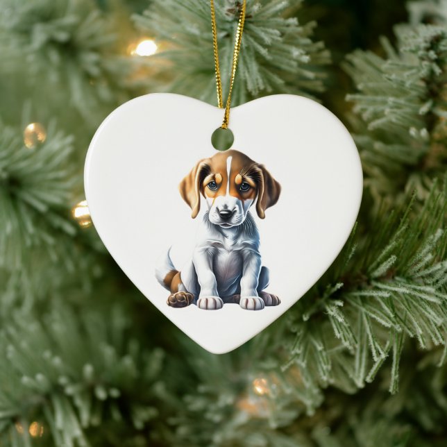 Personalisiert American Foxhound Puppy Keramik Ornament (Baum)