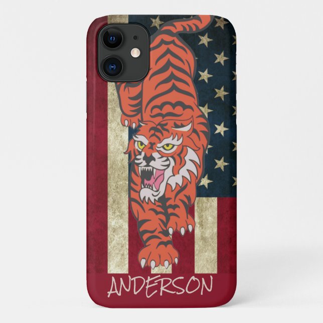 Personalisiert American Orange Tiger Case-Mate iPhone Hülle (Rückseite)