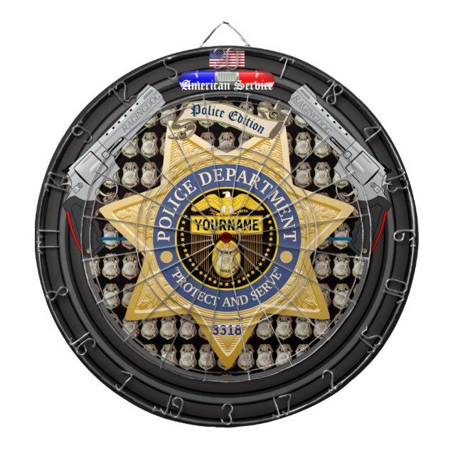 Personalisiert American Service Police Edition Dar Dartscheibe (vorne)