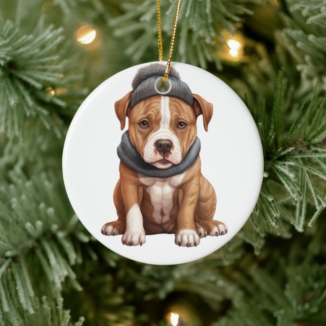 Personalisiert American Staffordshire Terrier Dog Keramik Ornament (Baum)