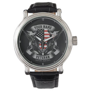 Personalisiert American Veteran Proud Vet USA Armbanduhr