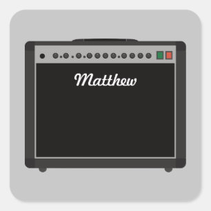 Personalisiert-Amplifier-Illustration für Musiker Quadratischer Aufkleber